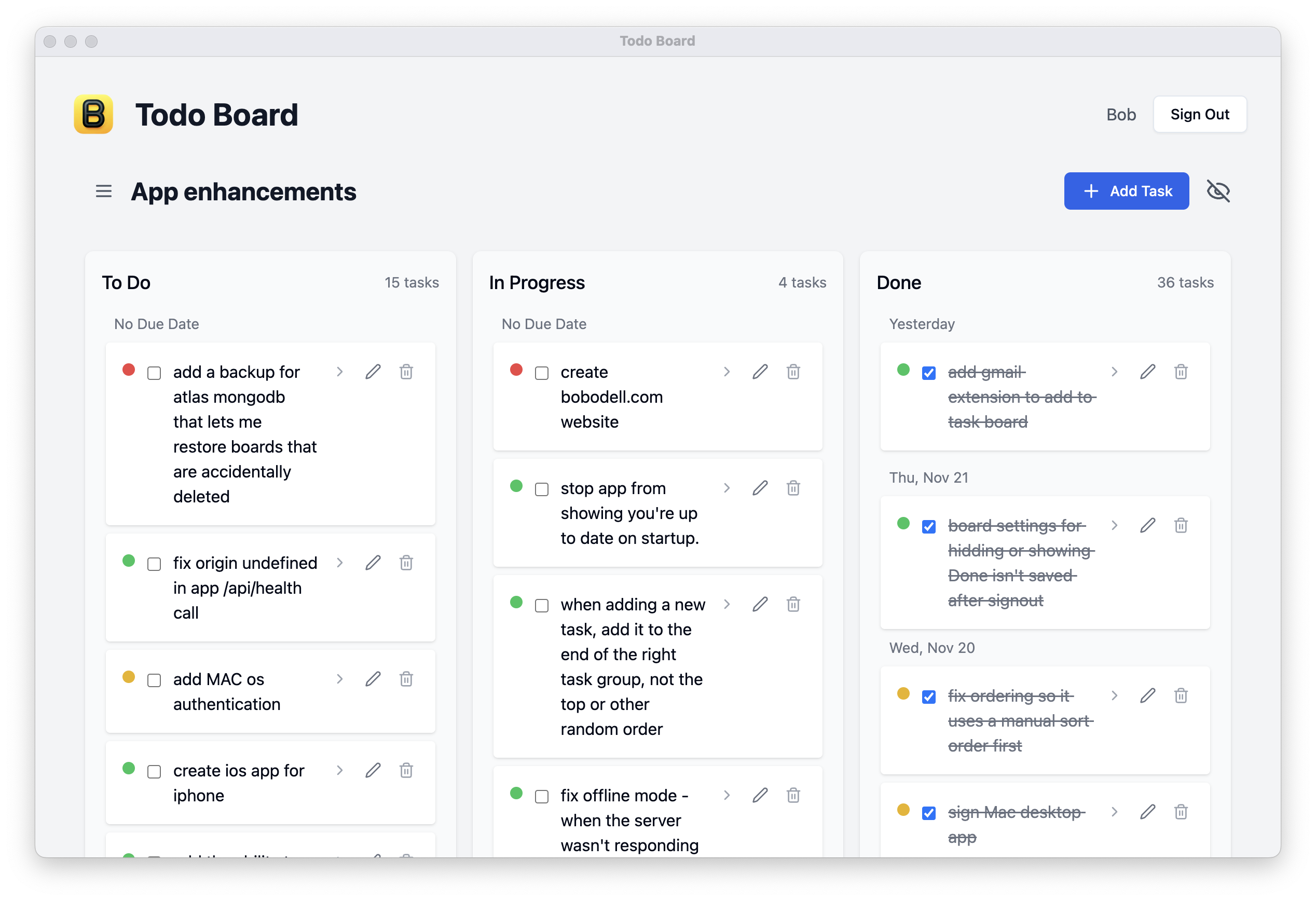 Todo Board App Interface